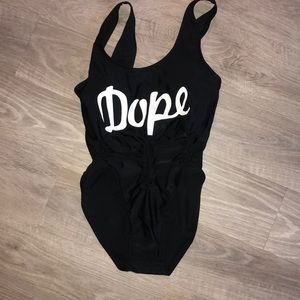 Black swimsuit with dope graphic design